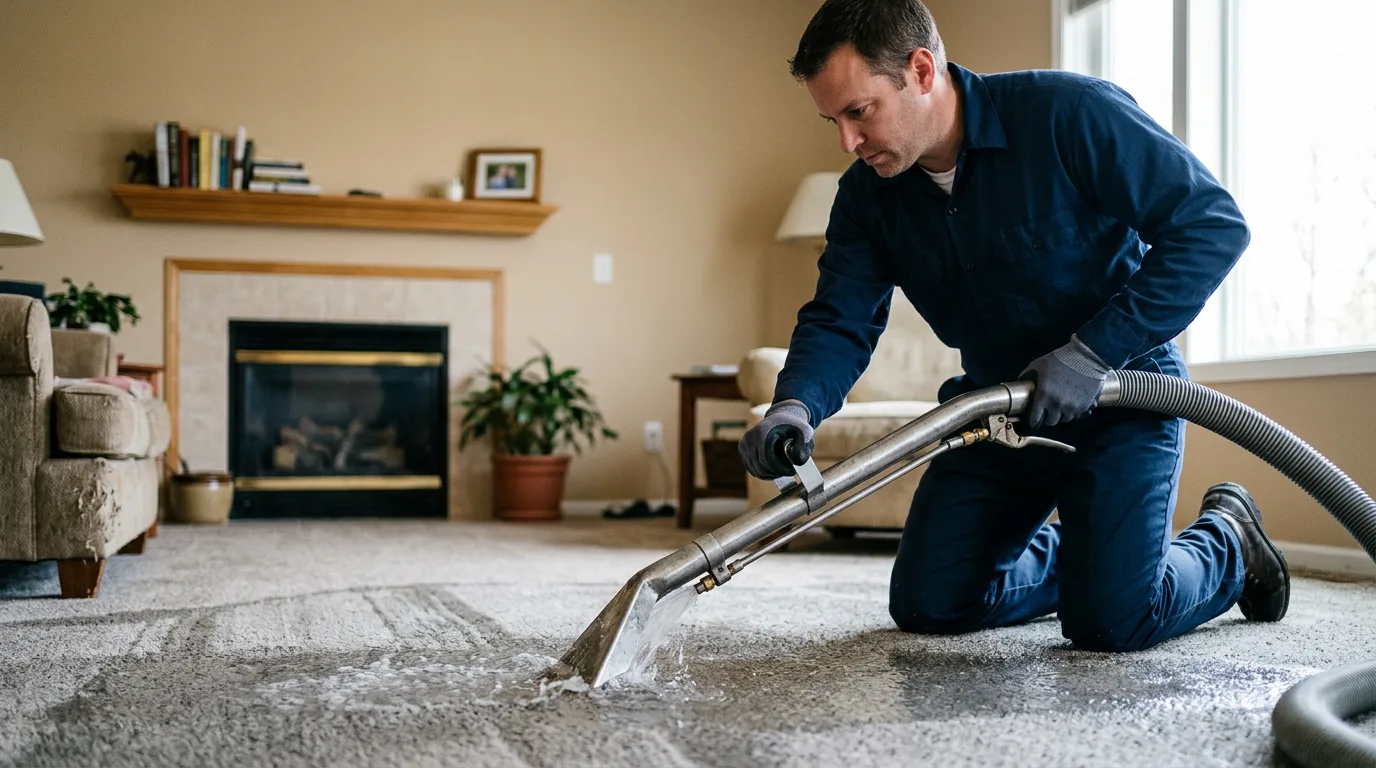 Water damage restoration technician working near Bath, NH